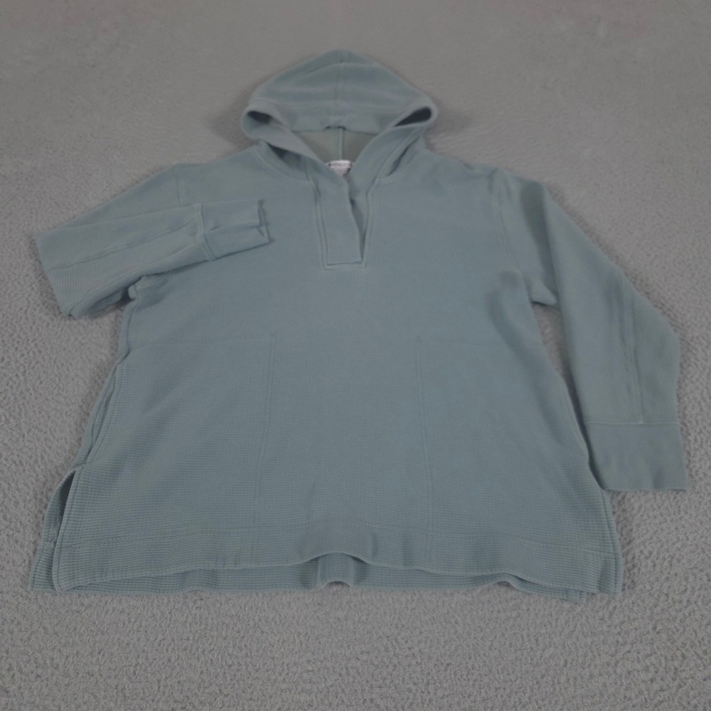 Athleta Hoodie Womens Medium Blue Coaster Luxe Waffle Knit Tencel Modal Pullover